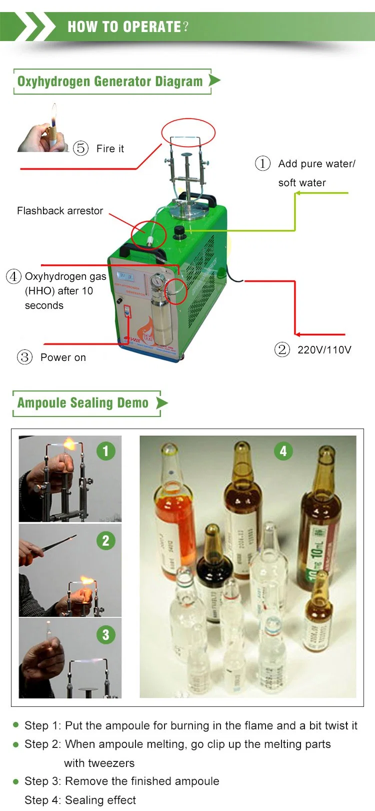 Brown Gas Flame Glass Melting and Ampoule Tube Sealing Generator